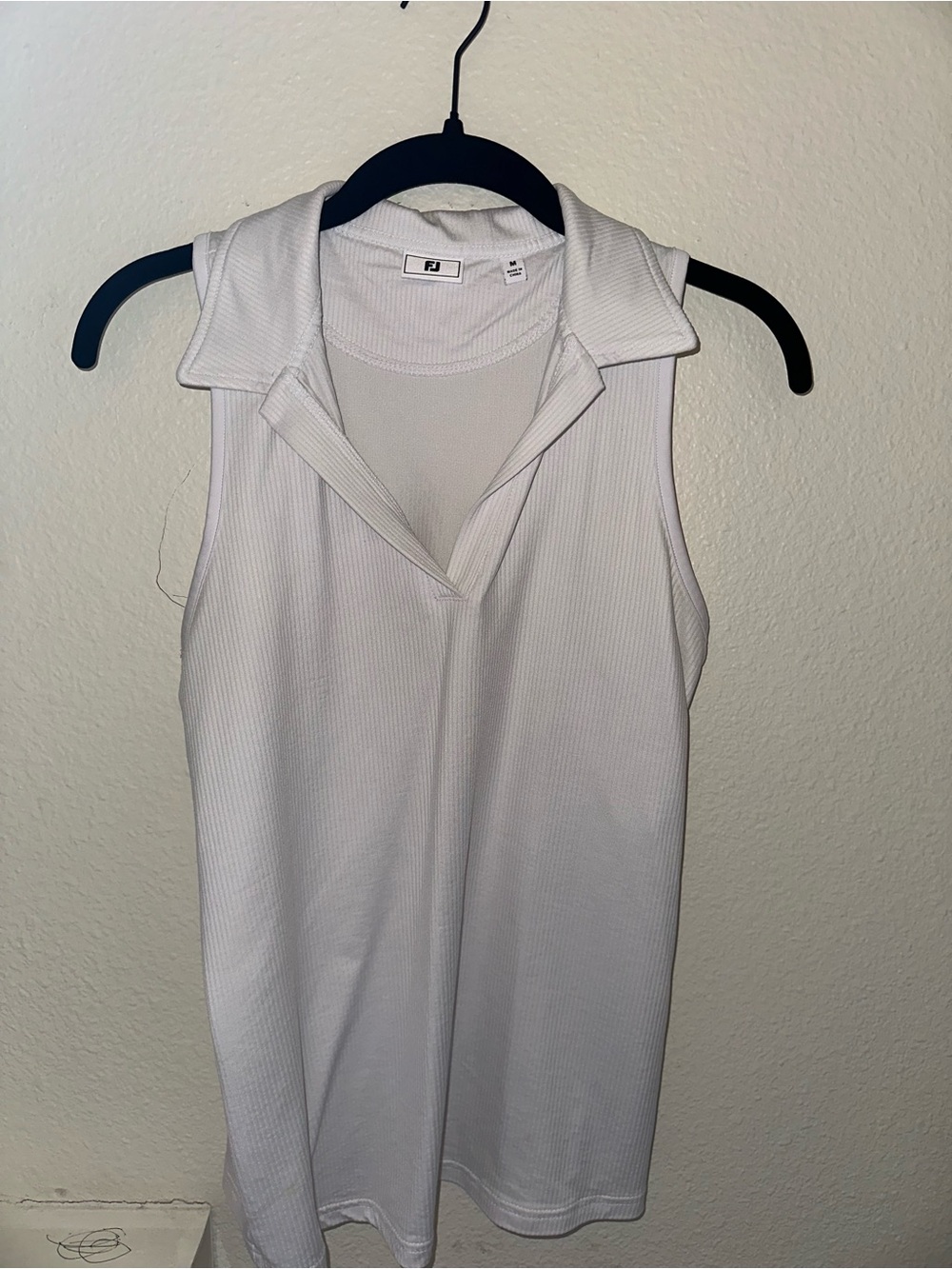 FootJoy White Sleeveless Polo Tank with Open V-Collar